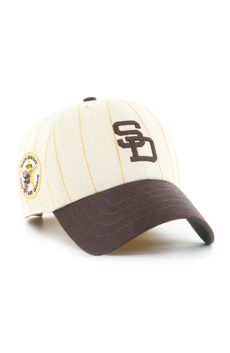 '47 Men's '47 x Rawlings Natural/Brown San Diego Padres Pinstripe Clean Up Adjustable Hat, Main, color, Natural