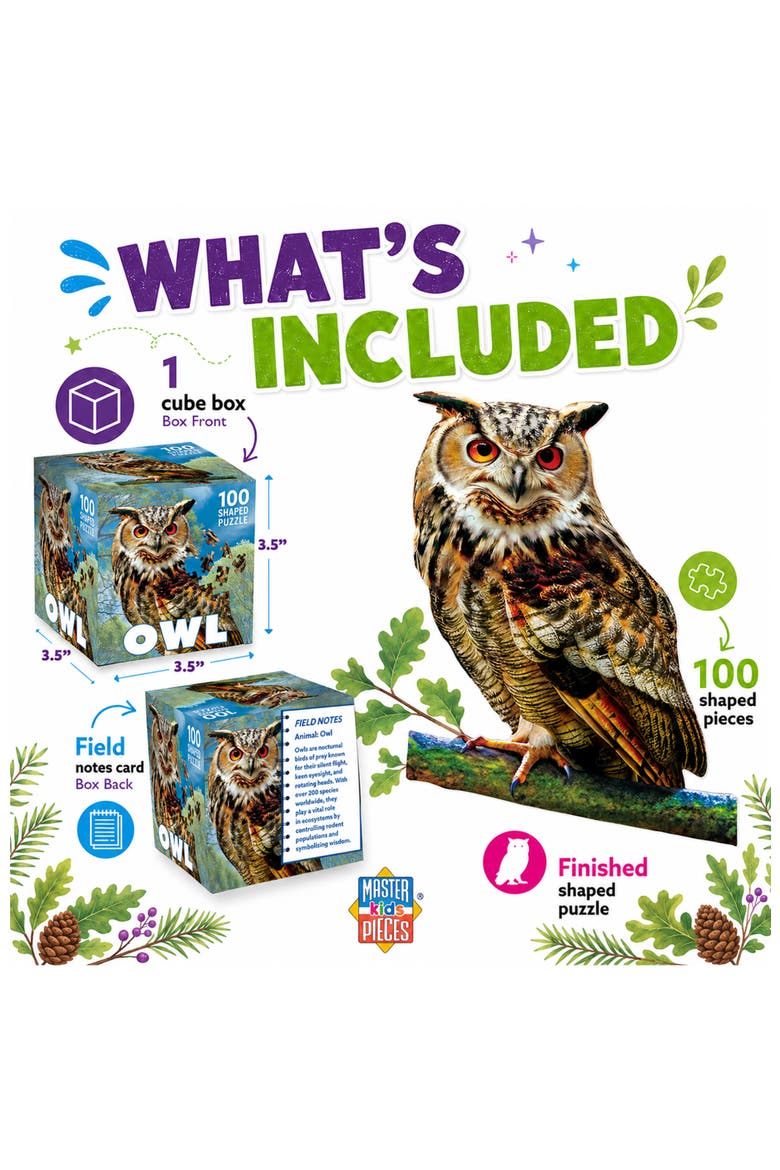 Owl 100 Piece Shaped Jigsaw Puzzle, Alternate, color, Multicolor
