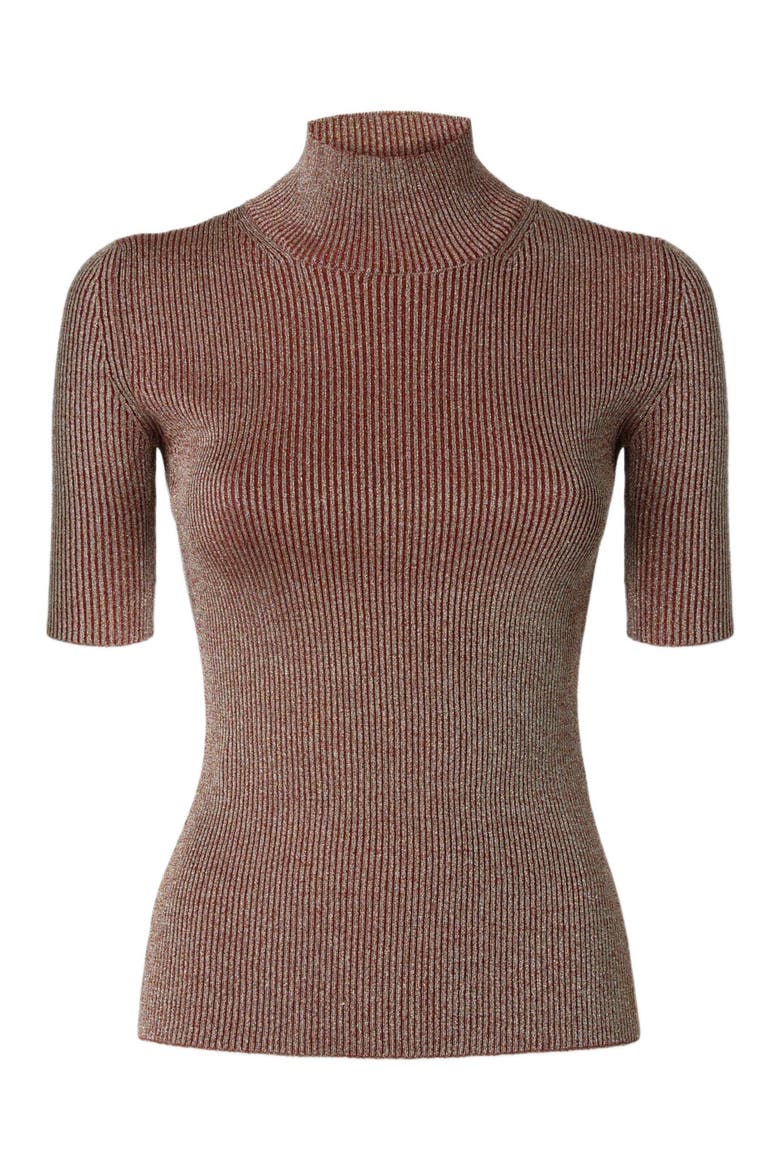 Mock Neck Sweater With Lamé Threads, Alternate, color, Pink Lamé