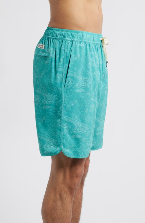 Fair Harbor The Anchor Swim Trunks In Aqua Topographic