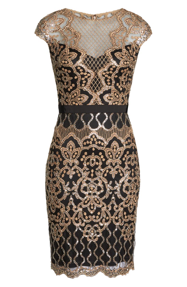 Tadashi Shoji Sequin Lace Body-Con Cocktail Dress, Alternate, color, 