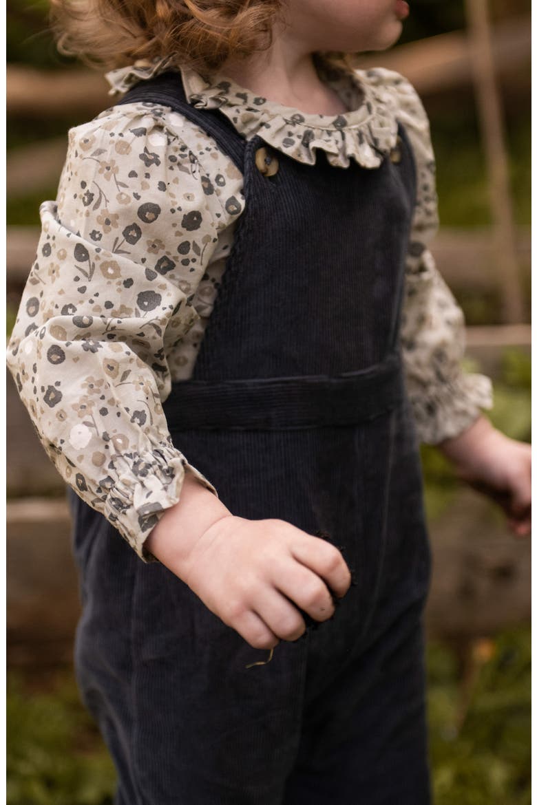 Ruffle Long Sleeve Organic Cotton Bodysuit, Alternate, color, FORGET-ME-NOT