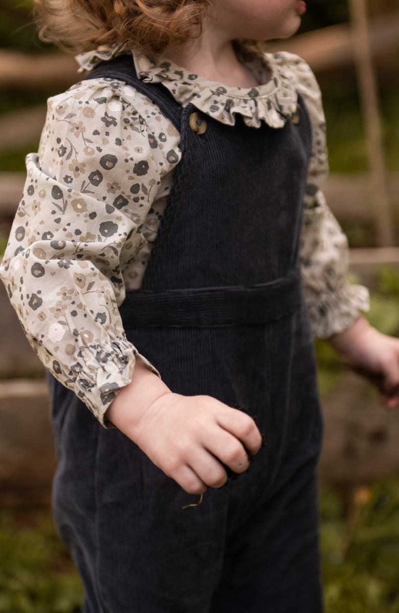 Pehr Ruffle Long Sleeve Organic Cotton Bodysuit, Alternate, color, Forget-Me-Not