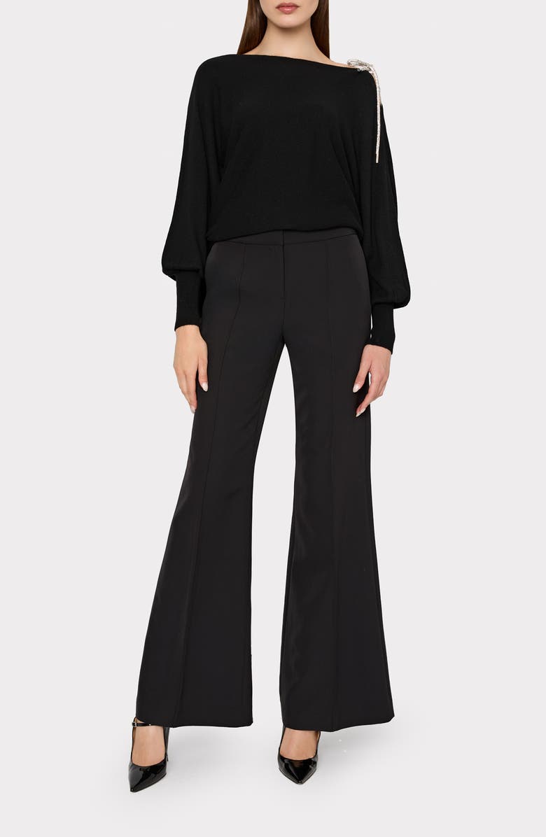 Milly Ida Crystal Tie Sweater, Alternate, color, Black