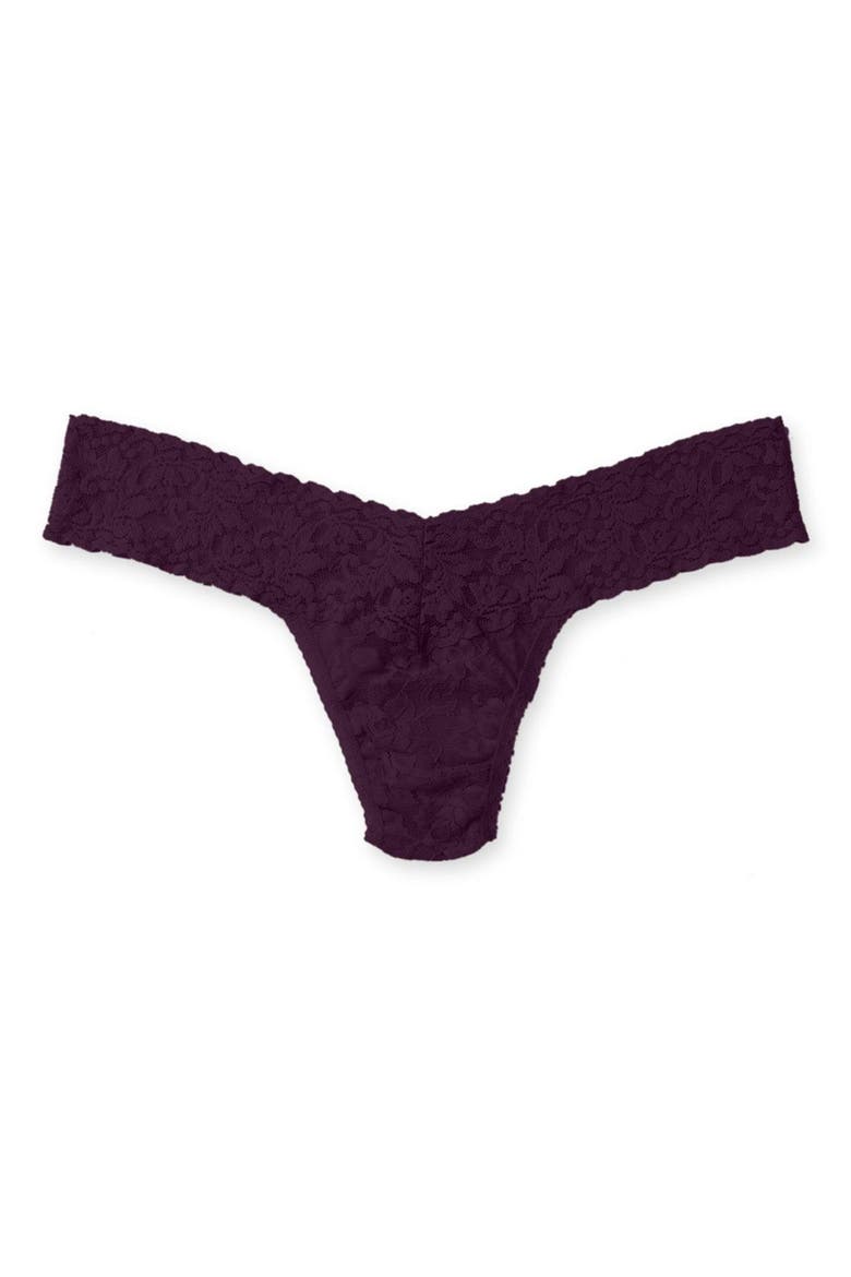 Signature Lace Low Rise Thong, Main, color, LAVENDER FIELDS