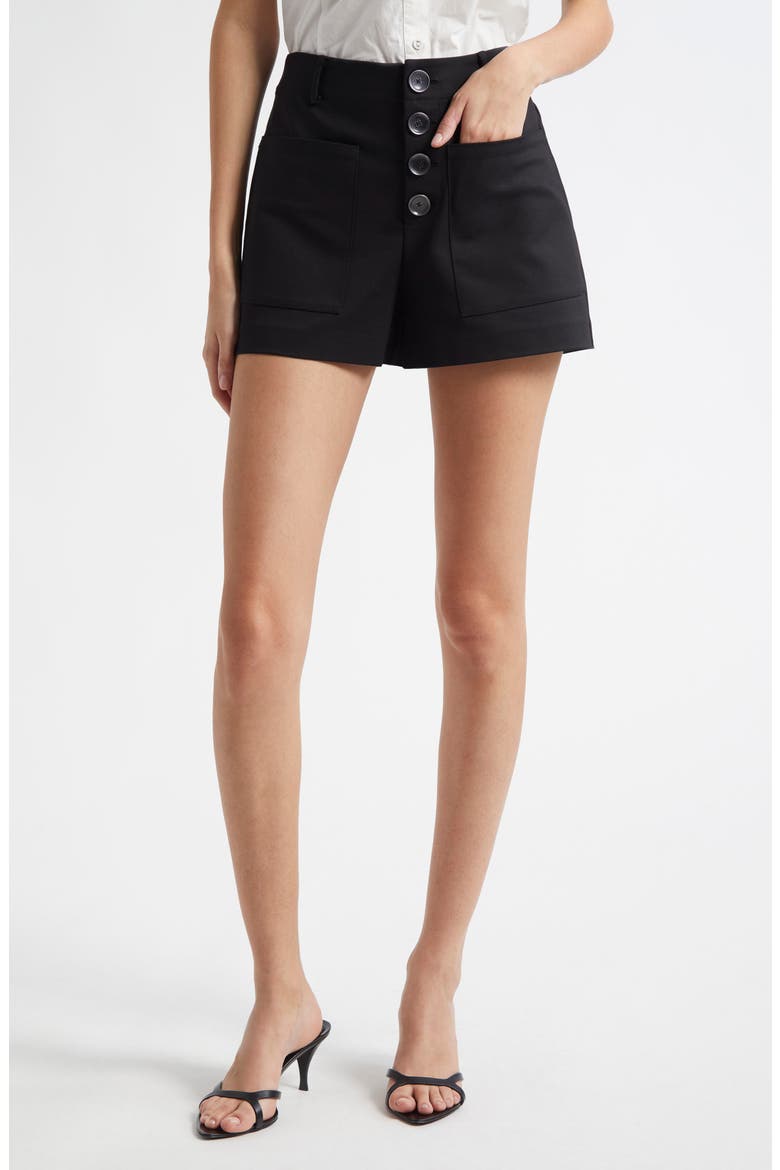 Marjory Cotton Blend Shorts, Main, color, BLACK