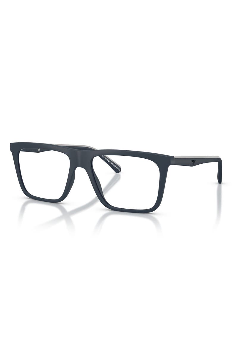 Emporio Armani 54mm Square Optical Glasses, Alternate, color, Matte Blue / Clear