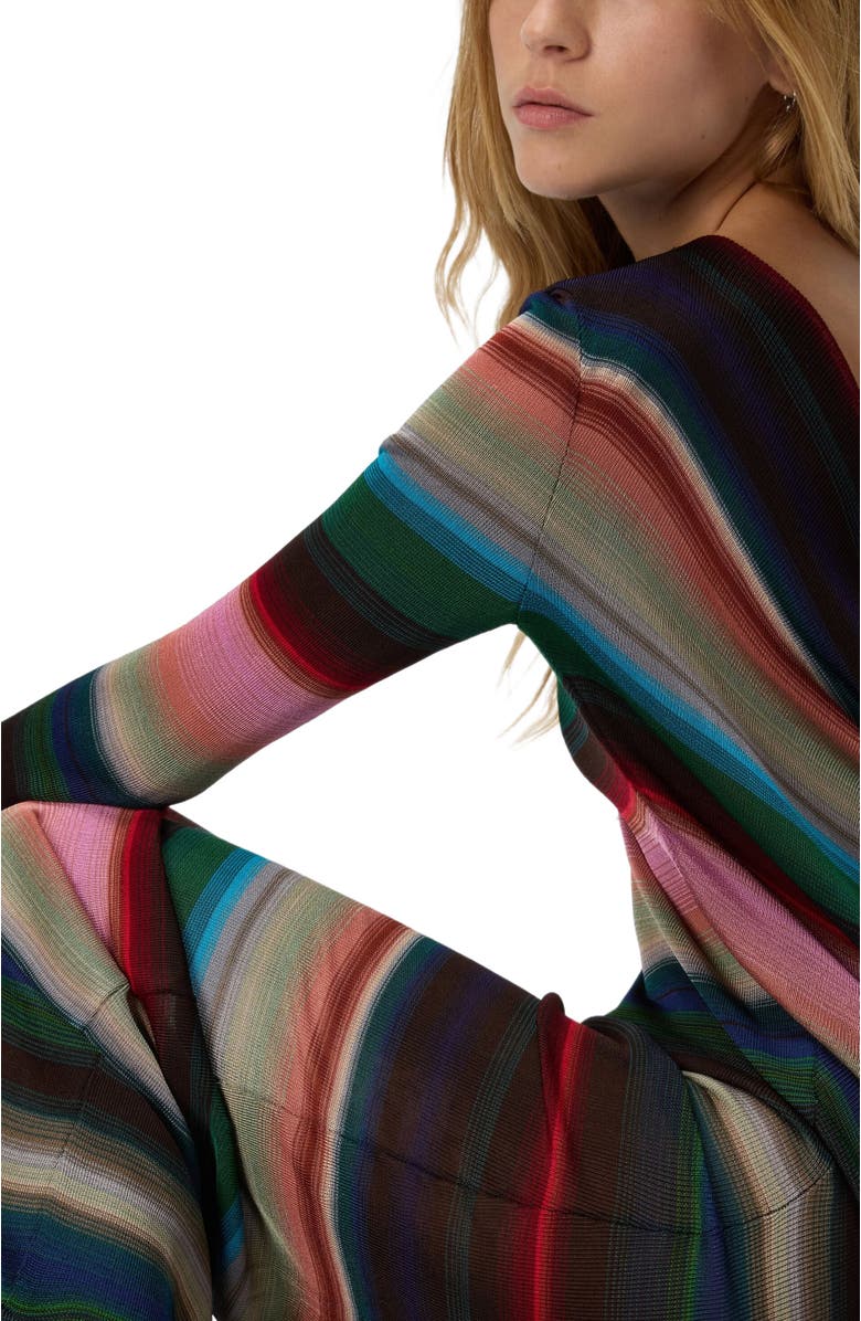 Missoni Long Backless Dress In Striped Knit, Alternate, color, Multicoloured