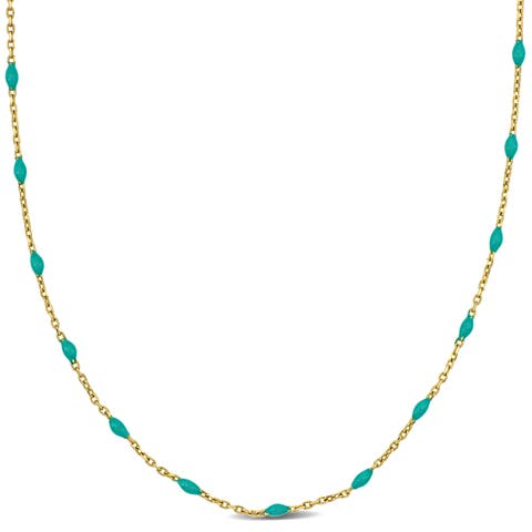 Enamel Station Necklace 14K Gold