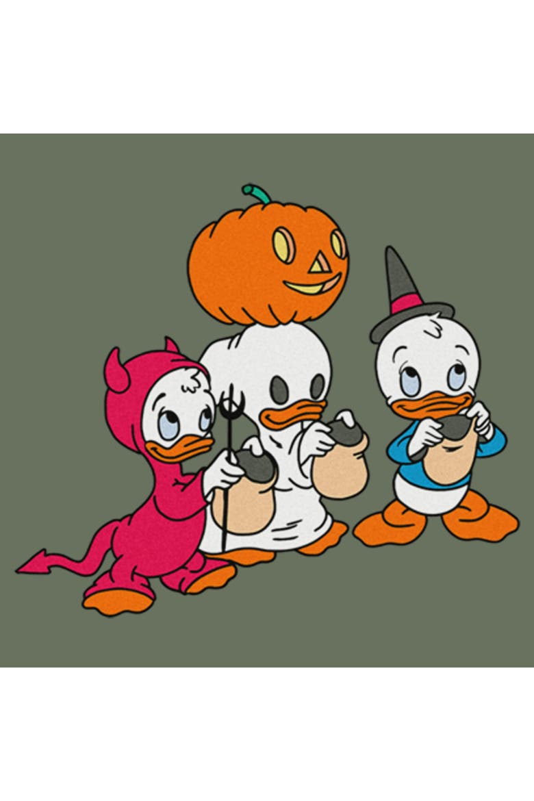 Women's DuckTales Halloween Trick or Treat Ducks  Graphic T-Shirt, Alternate, color, Sage Green