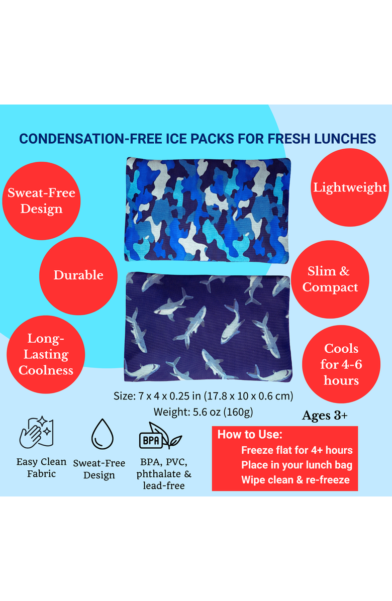 Yumbox No-Sweat Gel Ice Packs in Fabric Sleeve - 2 Pack, Alternate, color, 