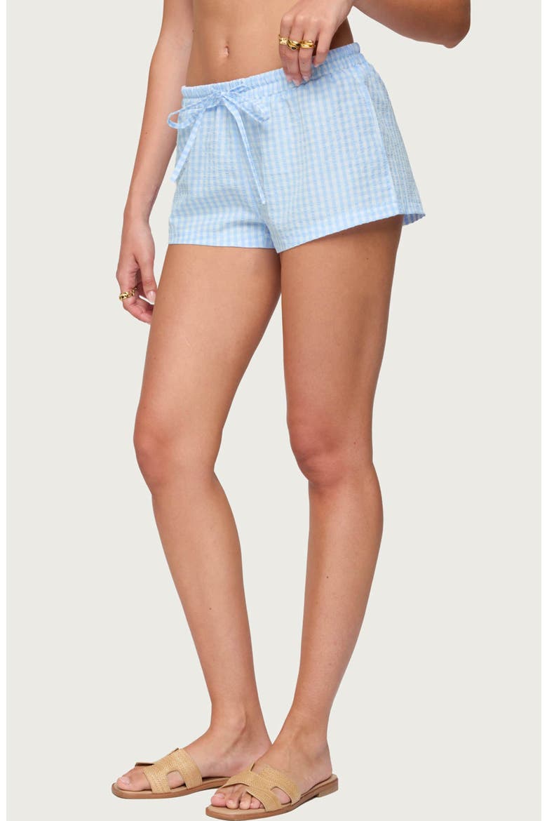 Yaffa Gingham Shorts, Alternate, color, LIGHT-BLUE
