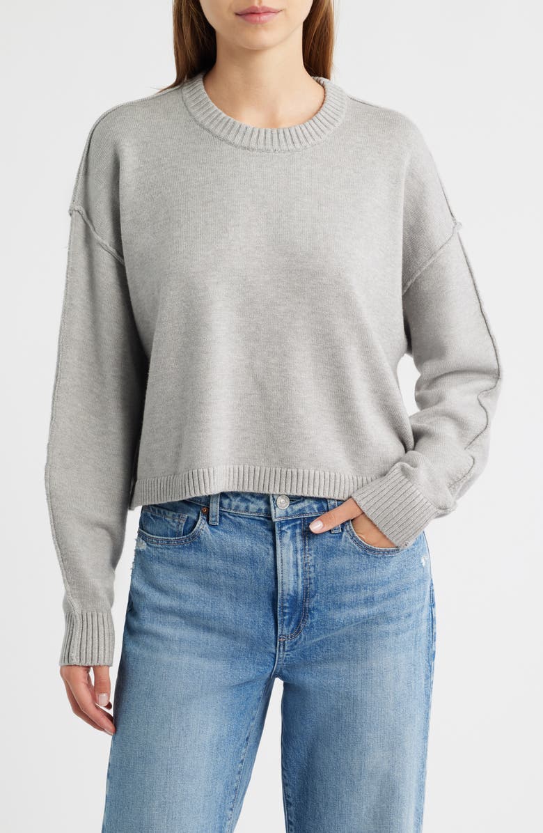 Good American Cozy Crewneck Sweater, Main, color, Melange Grey