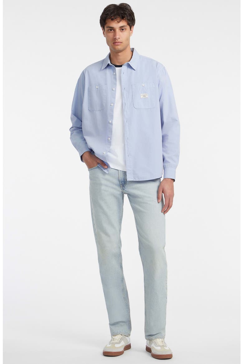 Regular Fit Patch Pockets Poplin Button-Up Shirt, Alternate, color, BLUE