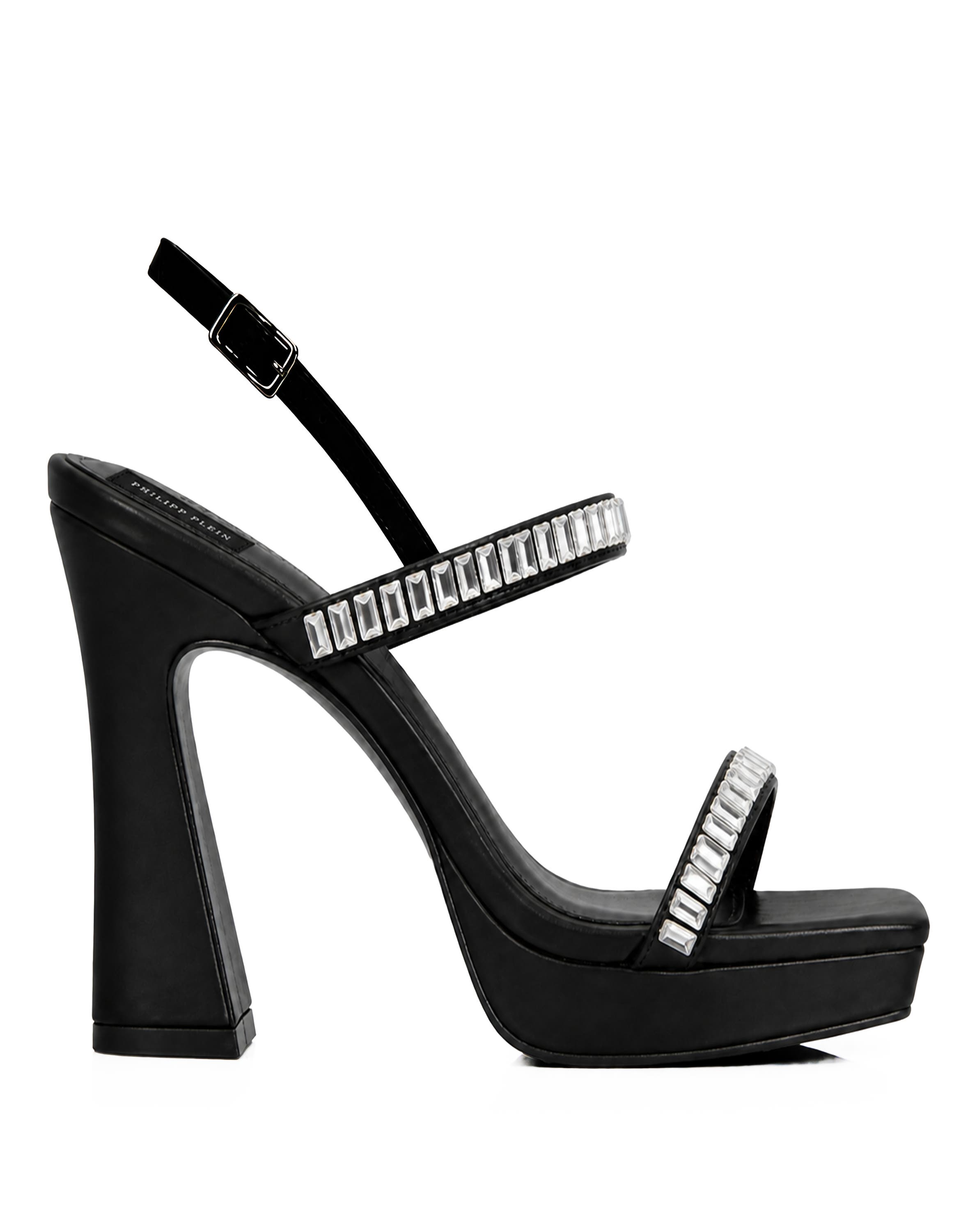 Nappa High Heels Sandals Crystal Castons Women, Alternate, color, black