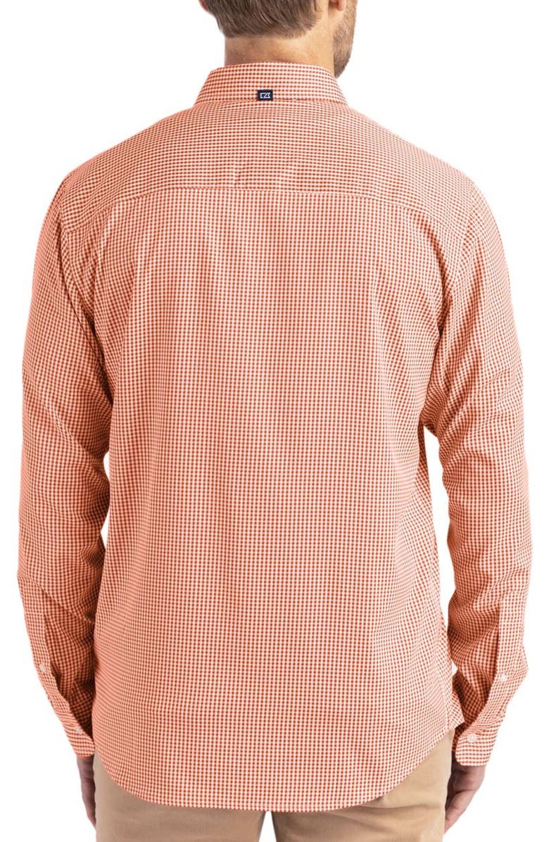 Cutter & Buck Skyline Check Performance Stretch Button-Down Shirt, Alternate, color, Texas Orange/ White