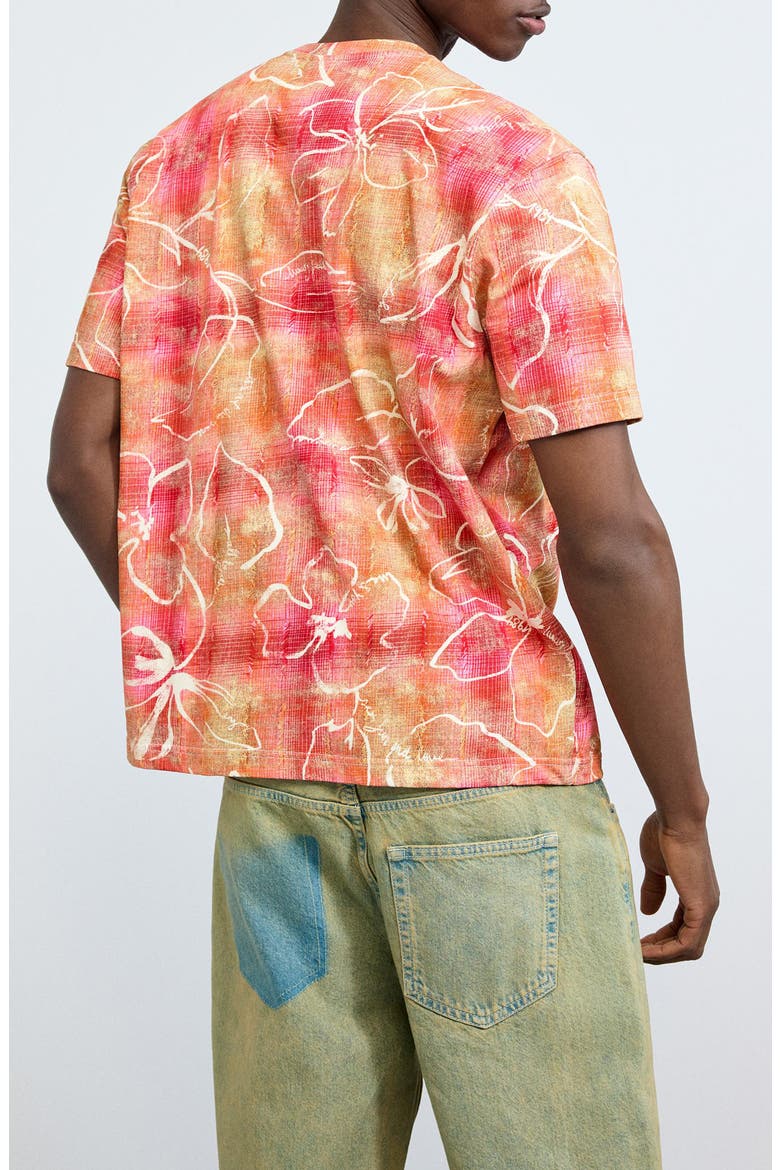 Floral Windowpane Cotton T-Shirt, Alternate, color, LIGHT PINK