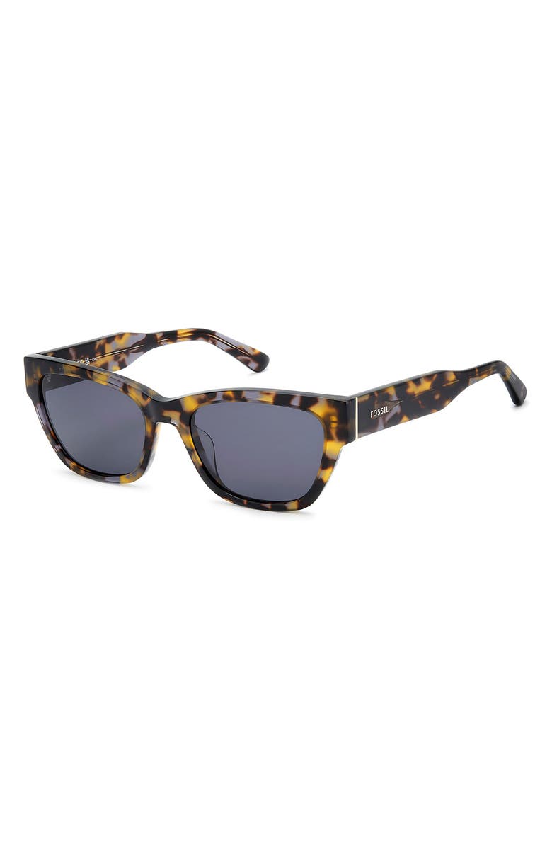 Fossil 55mm Rectangular Sunglasses, Alternate, color, Havana/ Grey