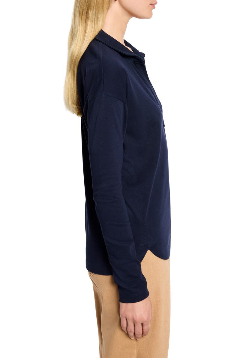 NZT by NIC+ZOE Easy Long Sleeve Cotton Polo, Alternate, color, Dark Indigo