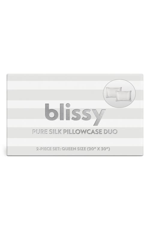 Blissy Set Of 2 Mulberry Silk Pillowcases In Gray
