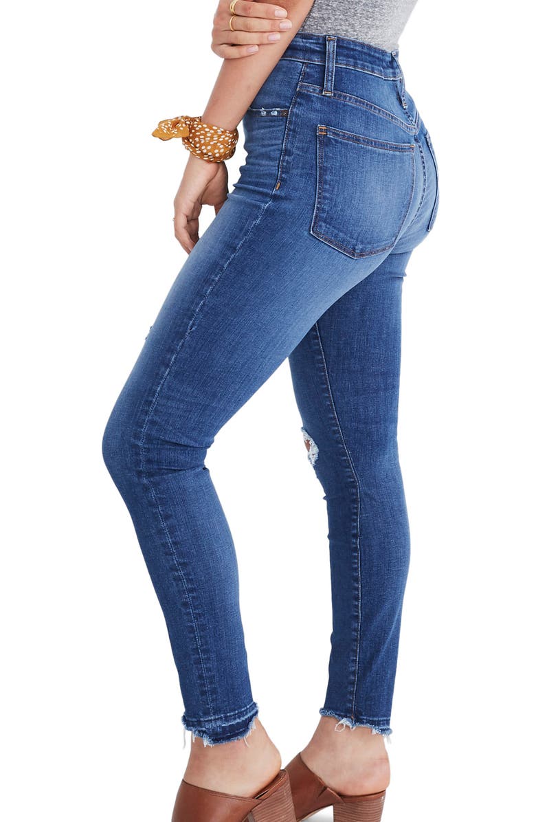Madewell Drop Step Hem Curvy High Waist Skinny Jeans, Alternate, color,