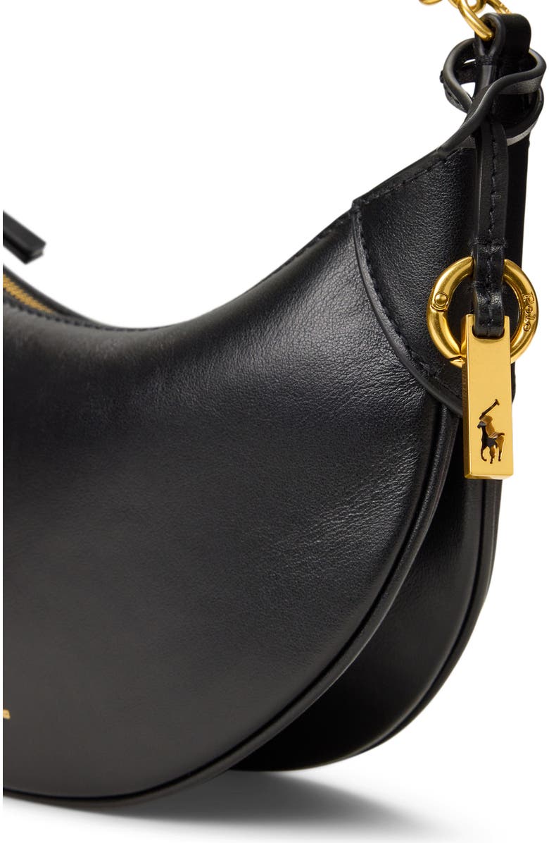 Polo Ralph Lauren Mini Polo ID Chain Leather Crossbody Bag, Alternate, color, Black