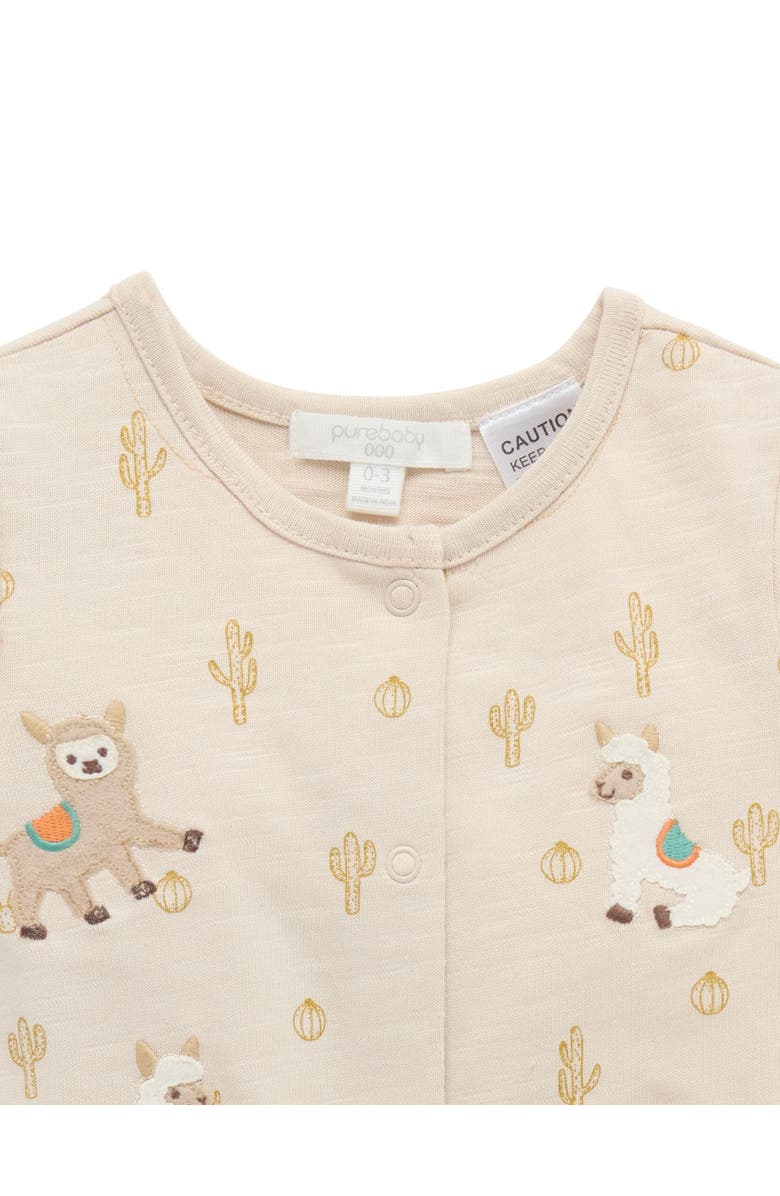 Purebaby Llama Fiesta Short Romper, Alternate, color, Cacti Print