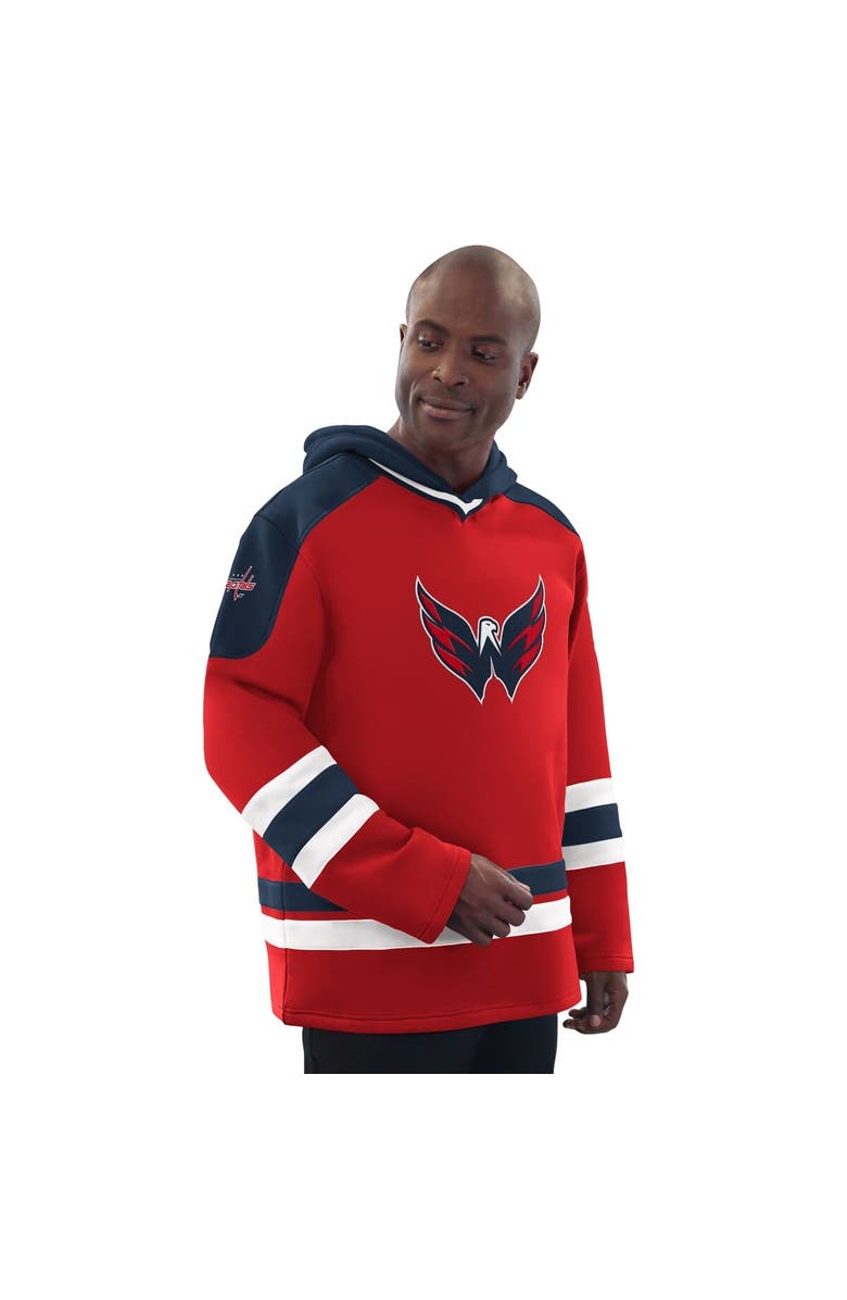 STARTER Men's Starter Red/Navy Washington Capitals Hockey Pullover Hoodie, Alternate, color, Red
