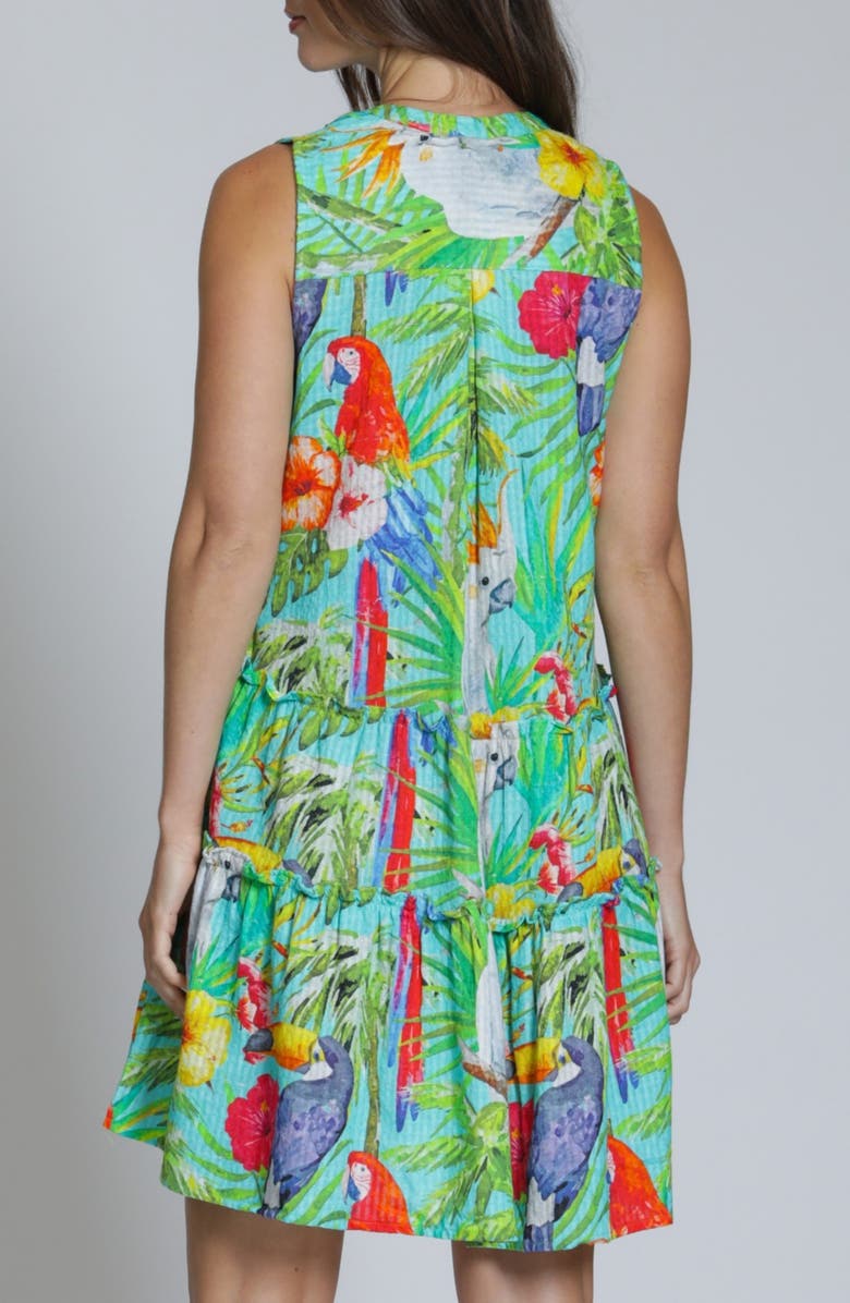 APNY Pintuck Sleeveless Cotton Blend Dress, Alternate, color, Turquoise Multi