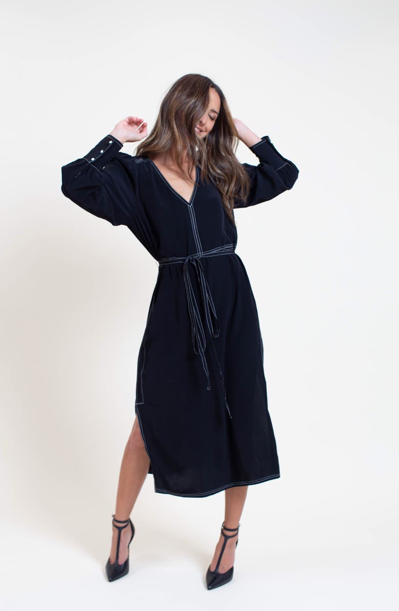 Something Navy Side Slit Midi Dress, Alternate, color,