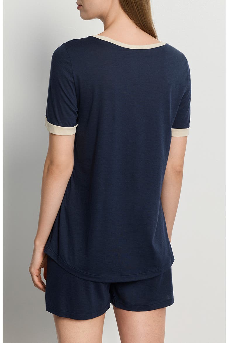 Laura Short Sleeve Cotton & Modal Pajamas, Alternate, color, DEEP NAVY
