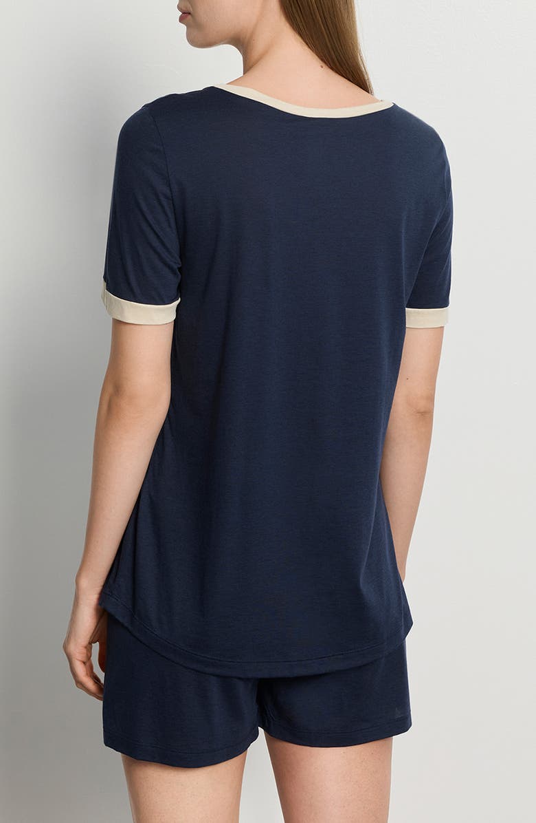 Hanro Laura Short Sleeve Cotton & Modal Pajamas, Alternate, color, Deep Navy