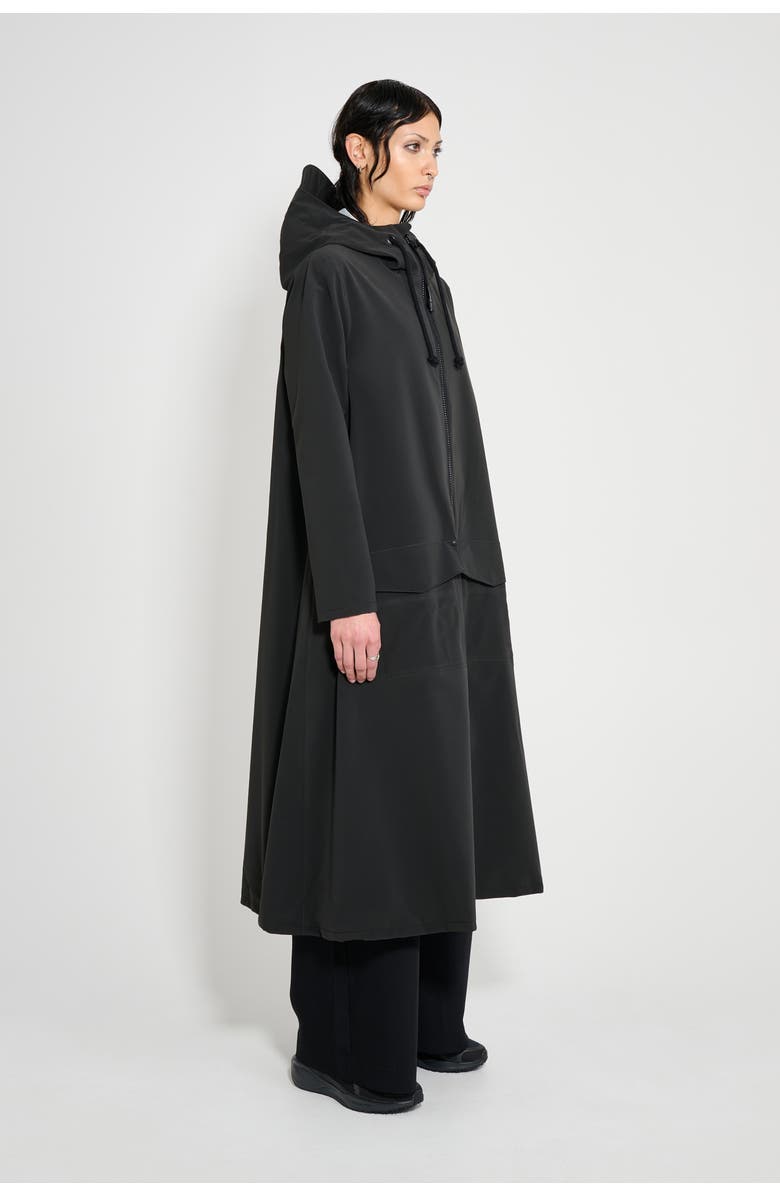 Stutterheim Mosebacke Long Patch Matte Raincoat, Alternate, color, Black