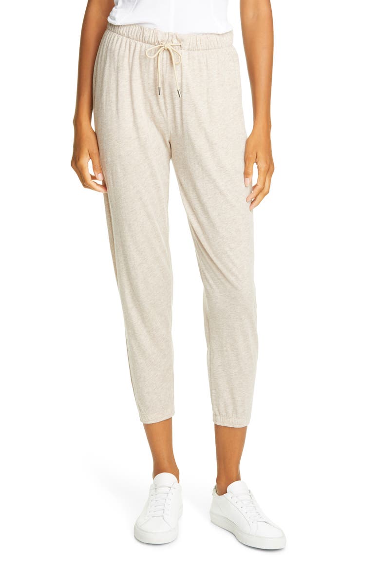 Pima Cotton Blend Knit Joggers, Main, color, HEATHER OATMEAL