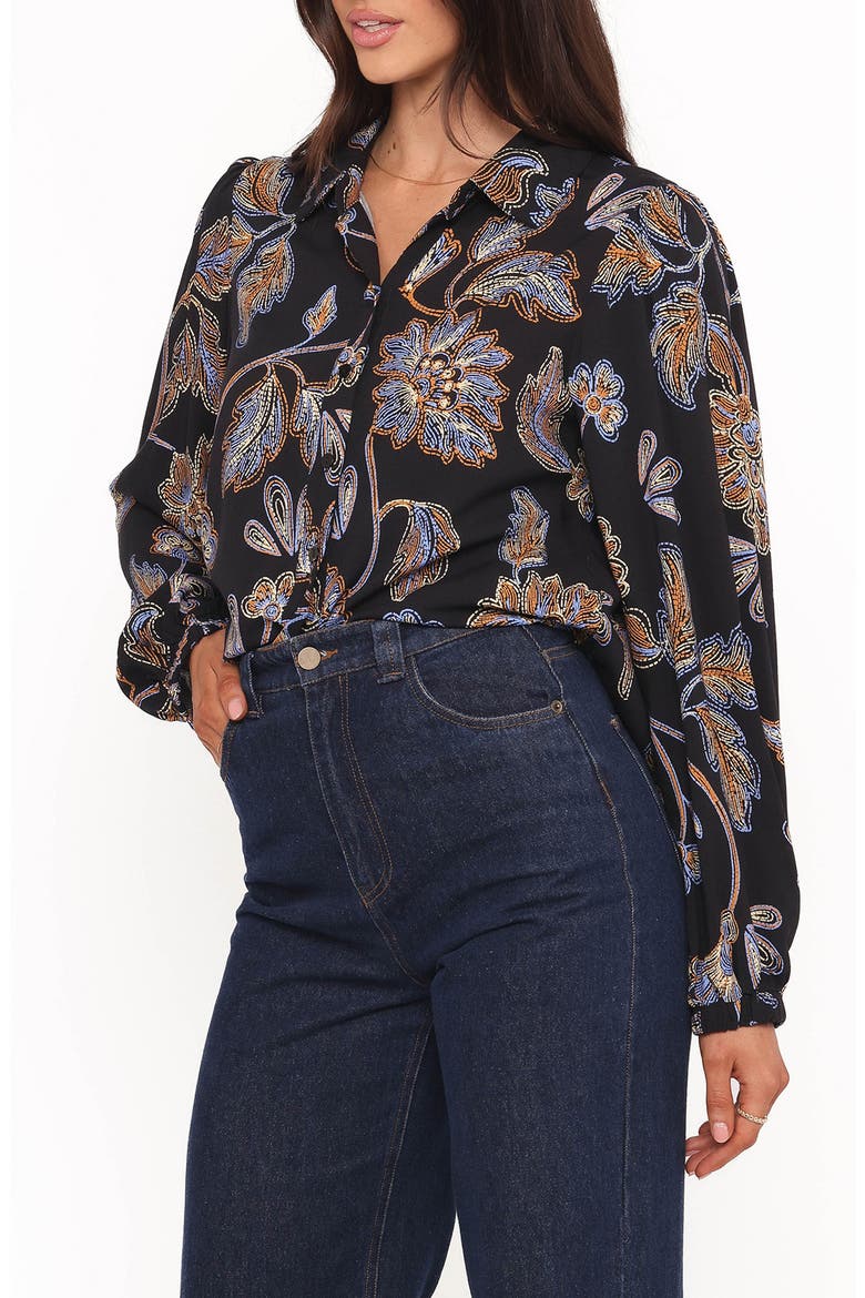 Bennett Floral Button-Up Shirt, Alternate, color, BLACK FLORAL