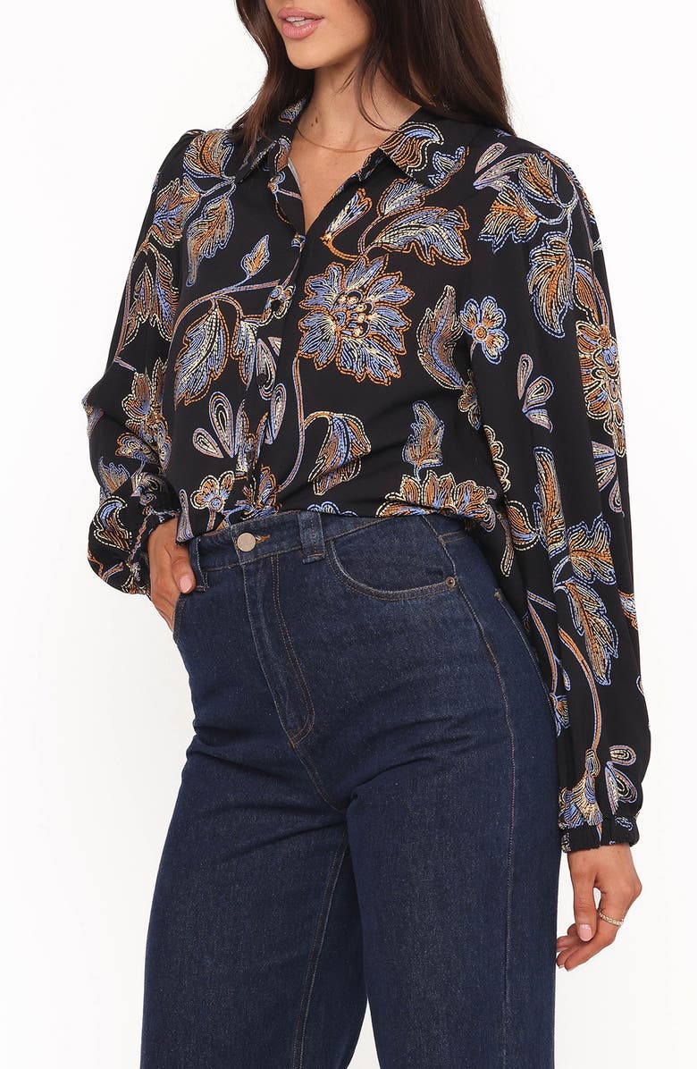 Petal & Pup Bennett Floral Button-Up Shirt, Alternate, color, Black Floral