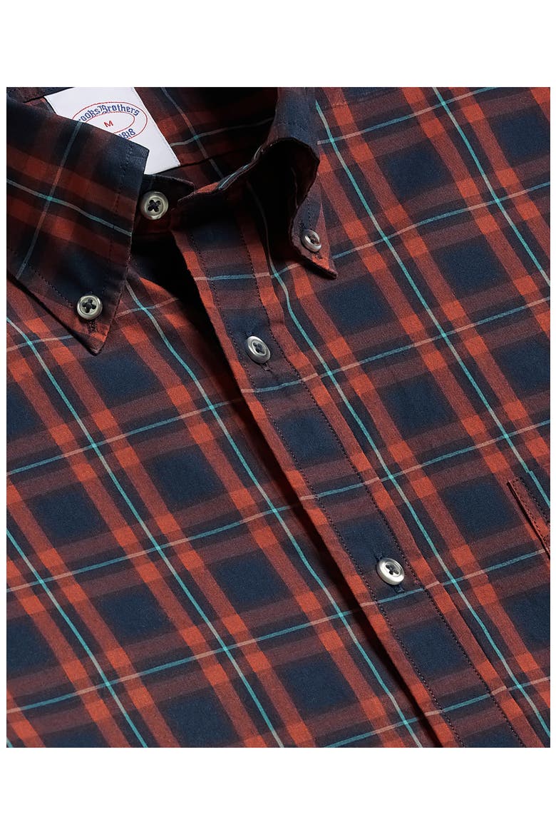 Plaid Cotton Poplin Shirt, Alternate, color, NAVYBRANDYPLD