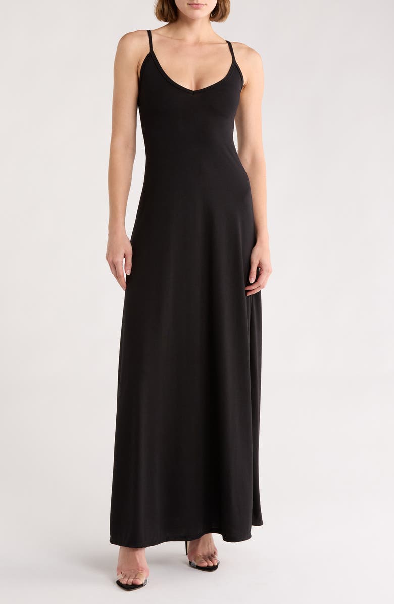 GO COUTURE V-Neck Maxi Dress, Main, color, Black