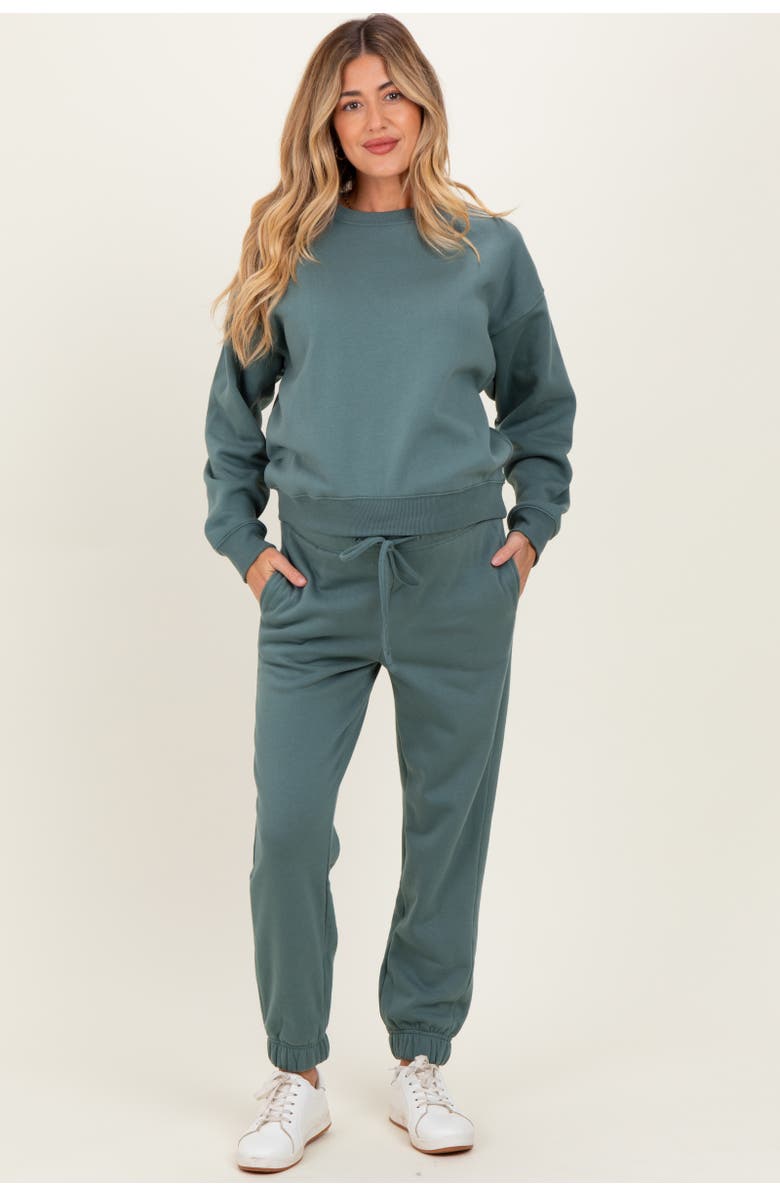 PinkBlush Fleece Long Sleeve Pullover & Jogger Set, Main, color, Jade