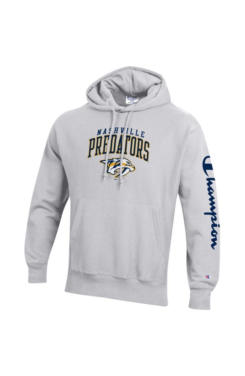 Champion Men's Champion Heather Gray Nashville Predators Reverse Weave Pullover Hoodie, Alternate, color, 