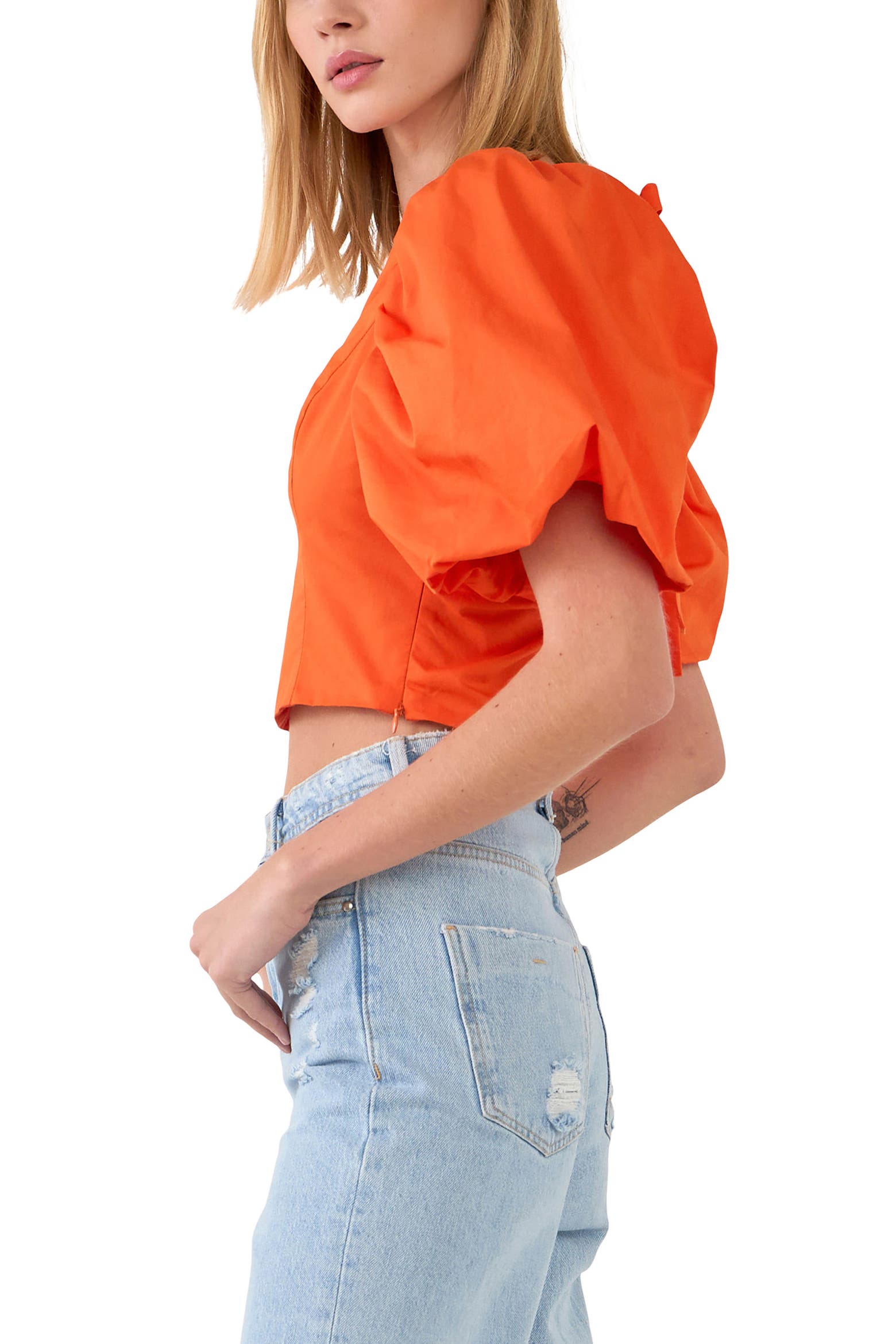 V.b. Rose Frame Endless Rose Tie Back Puff Sleeve Top (Women) | Nordstrom