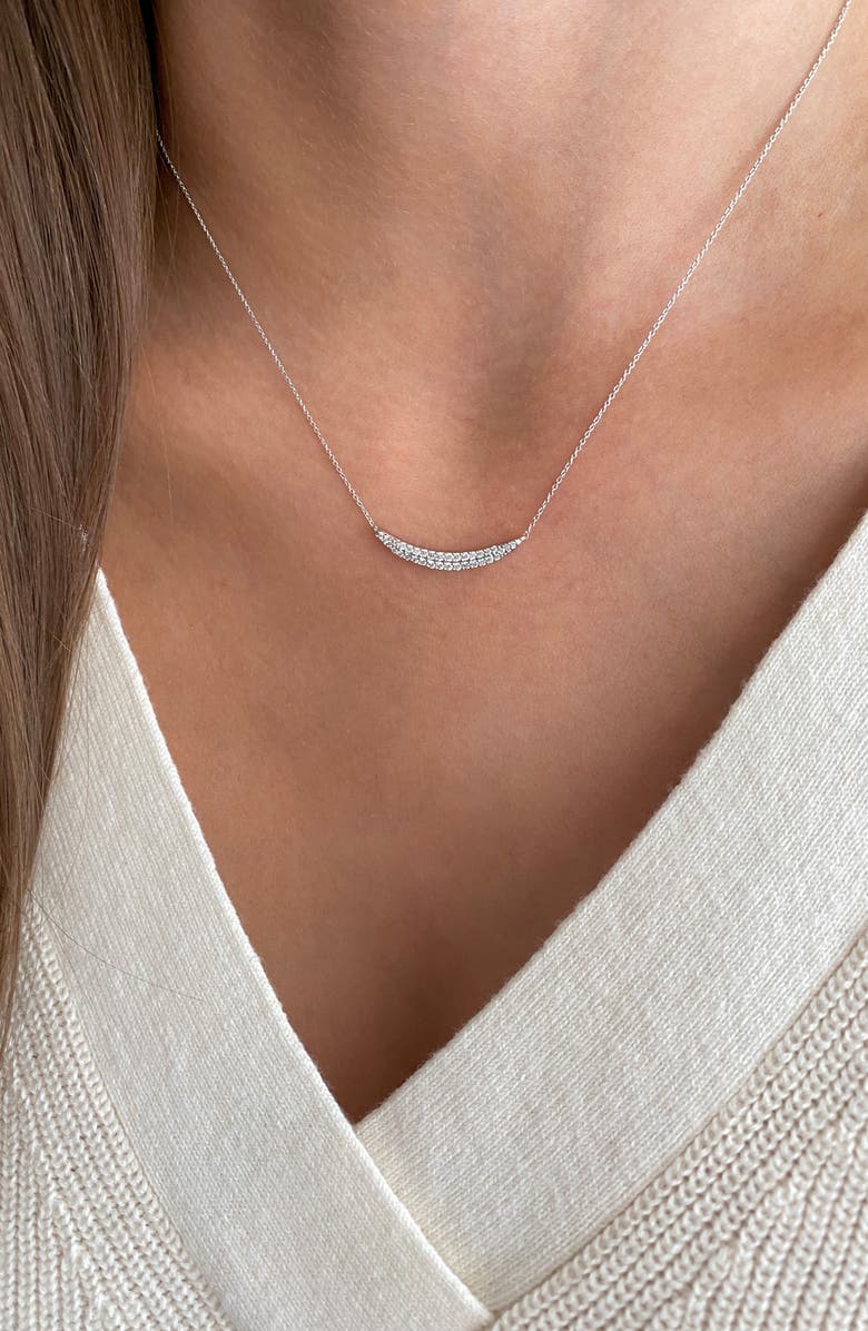Dana Rebecca Designs Sylve Rose Graduated Diamond Curved Bar Pendant Necklace, Alternate, color, White Gold