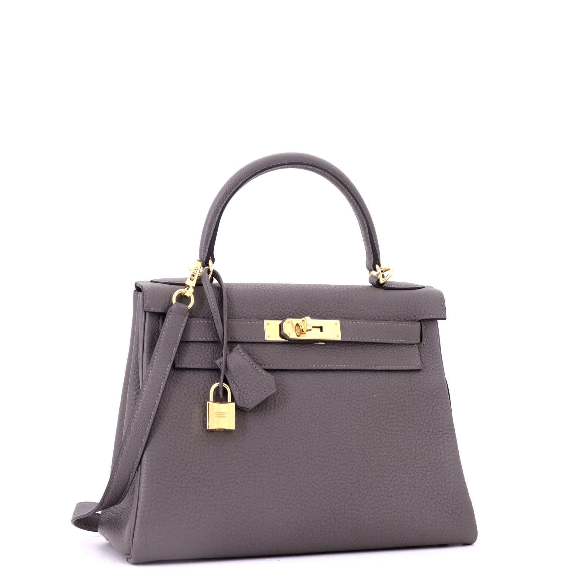 Pre-Owned Hermes Kelly Handbag Grey Togo with Gold Hardware 28, Alternate, color, Gris Meyer