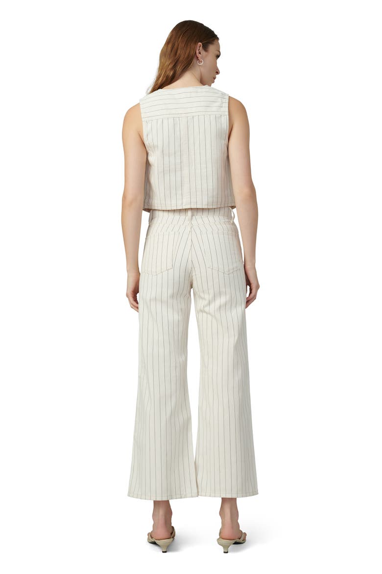 The Relaxed Stripe Stretch Cotton Crop Vest, Alternate, color, NATURAL STIPE