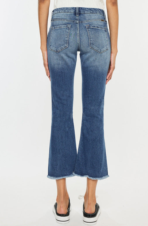 Kancan Aida Mid Rise Cropped Flare Jeans In Medium Wash