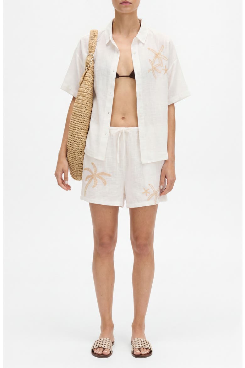 Embroidered Beach Shorts, Alternate, color, SOFT WHITE