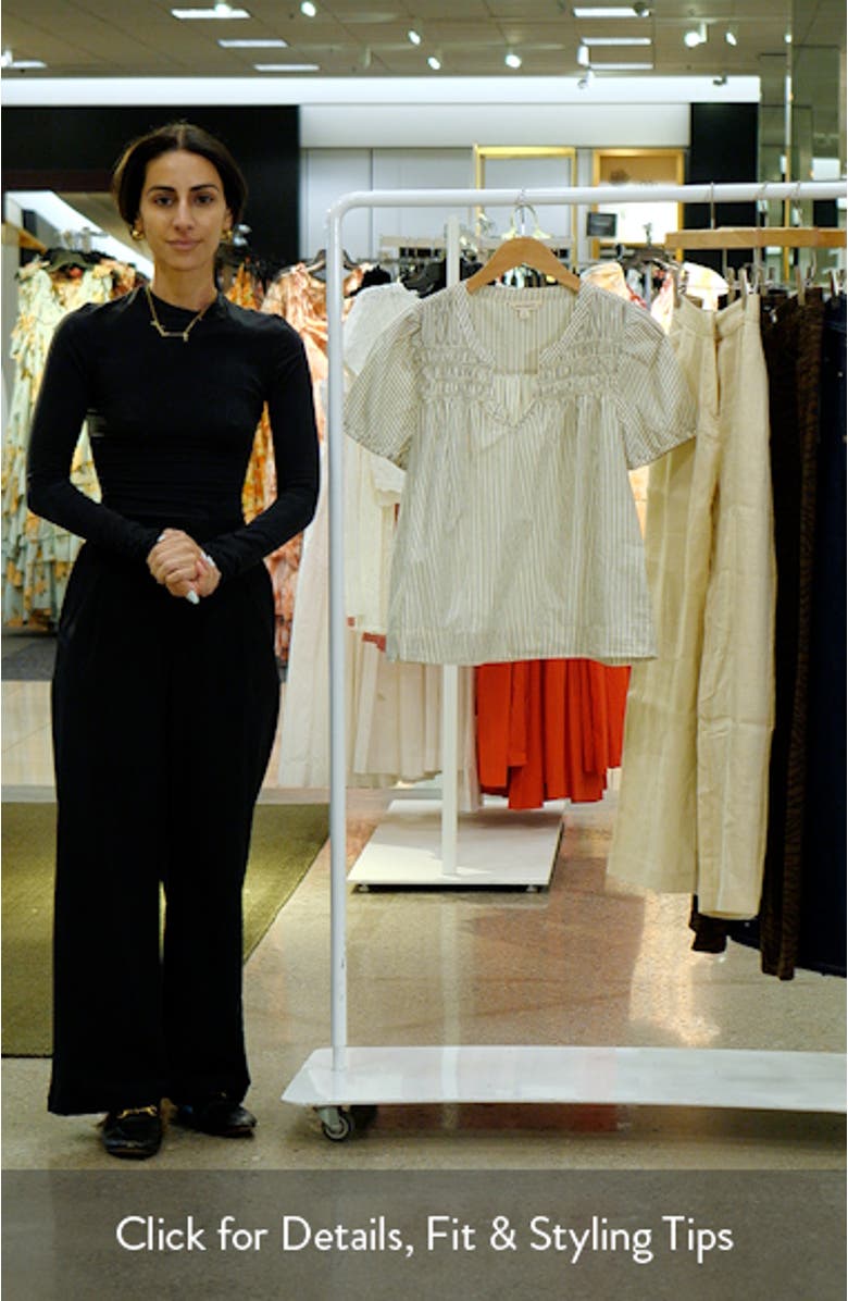 Stripe Smocked Yoke Cotton Top, sales video thumbnail