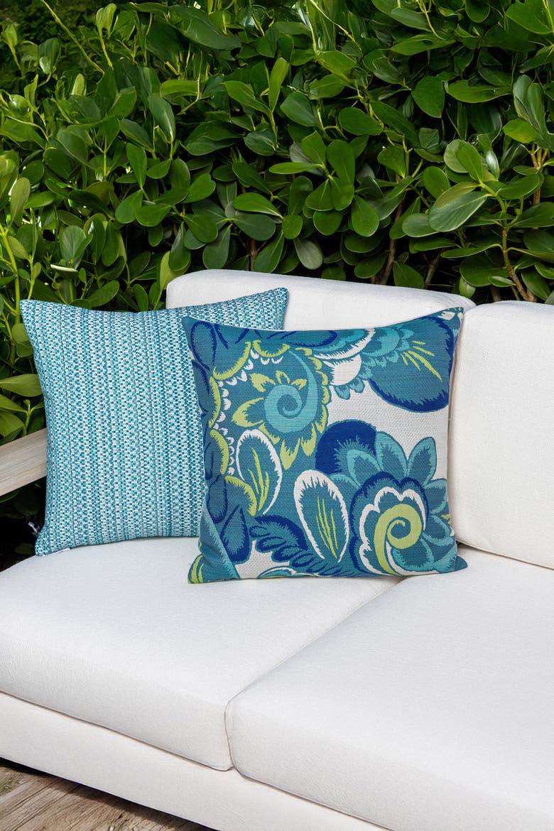 Floral Wave Jacquard Indoor & Outdoor Woven Accent Pillow, Alternate, color, Multi