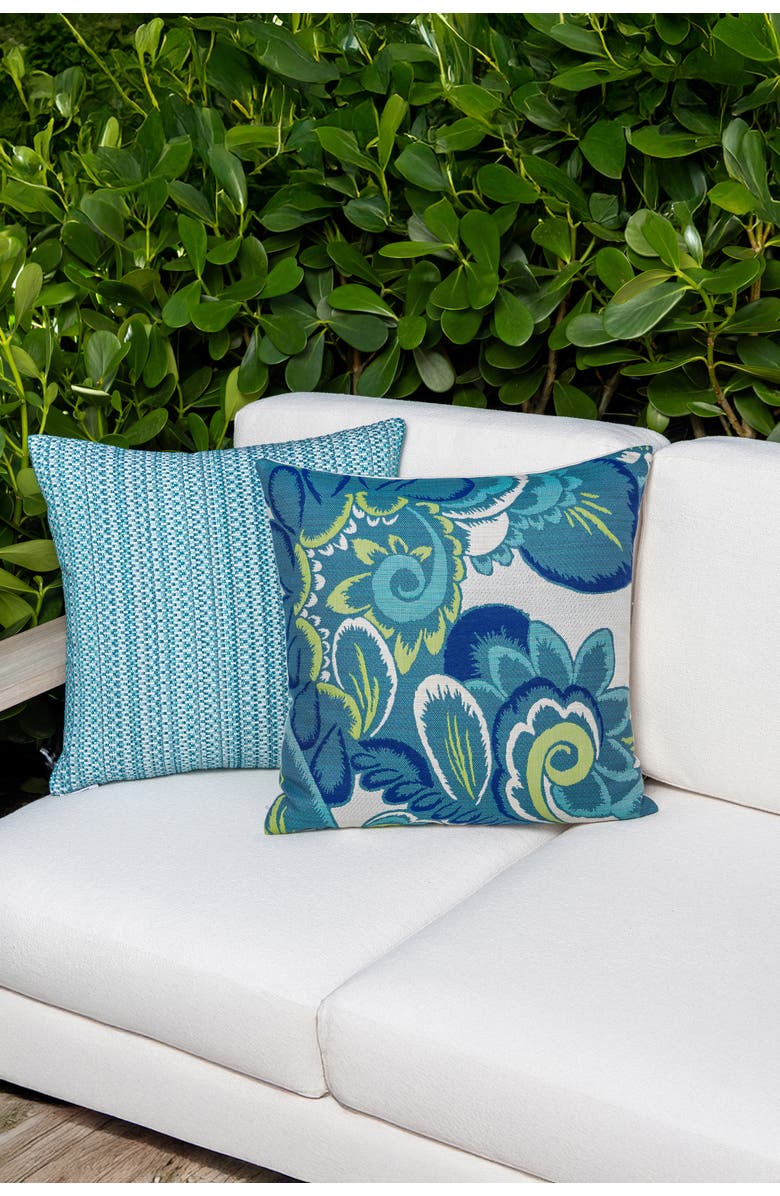 Elaine Smith Floral Wave Jacquard Indoor & Outdoor Woven Accent Pillow, Alternate, color, Multi