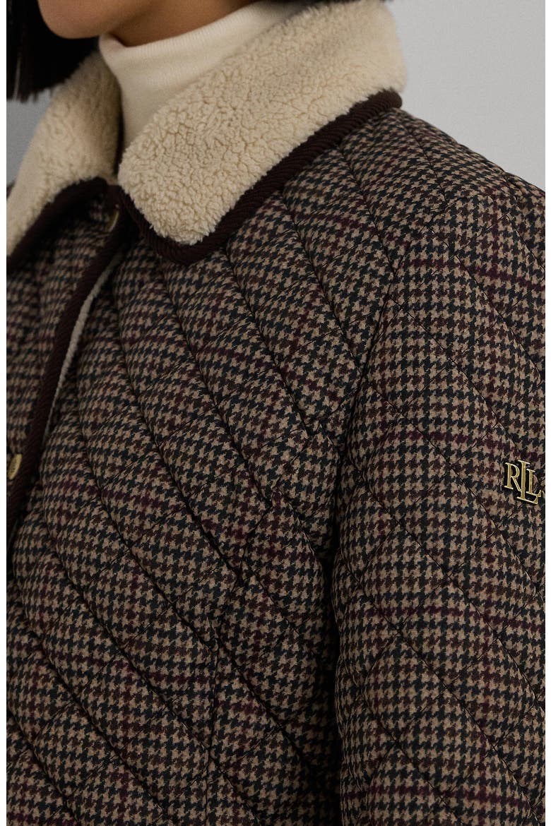 Quilted Blazer with Faux Shearling Lining, Alternate, color, MERLOT HOUNDSTOOTH